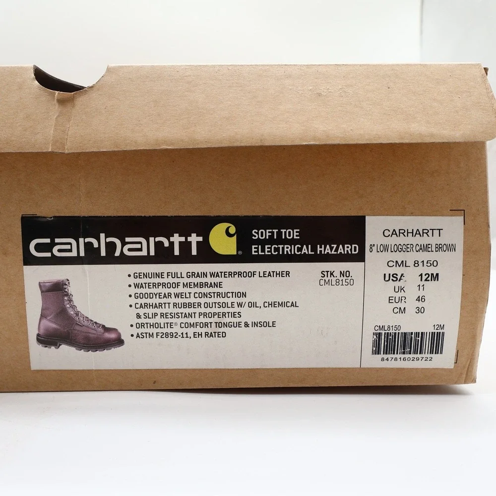 Carhartt Work Boots Mens 12 M Brown Leather Waterproof 8